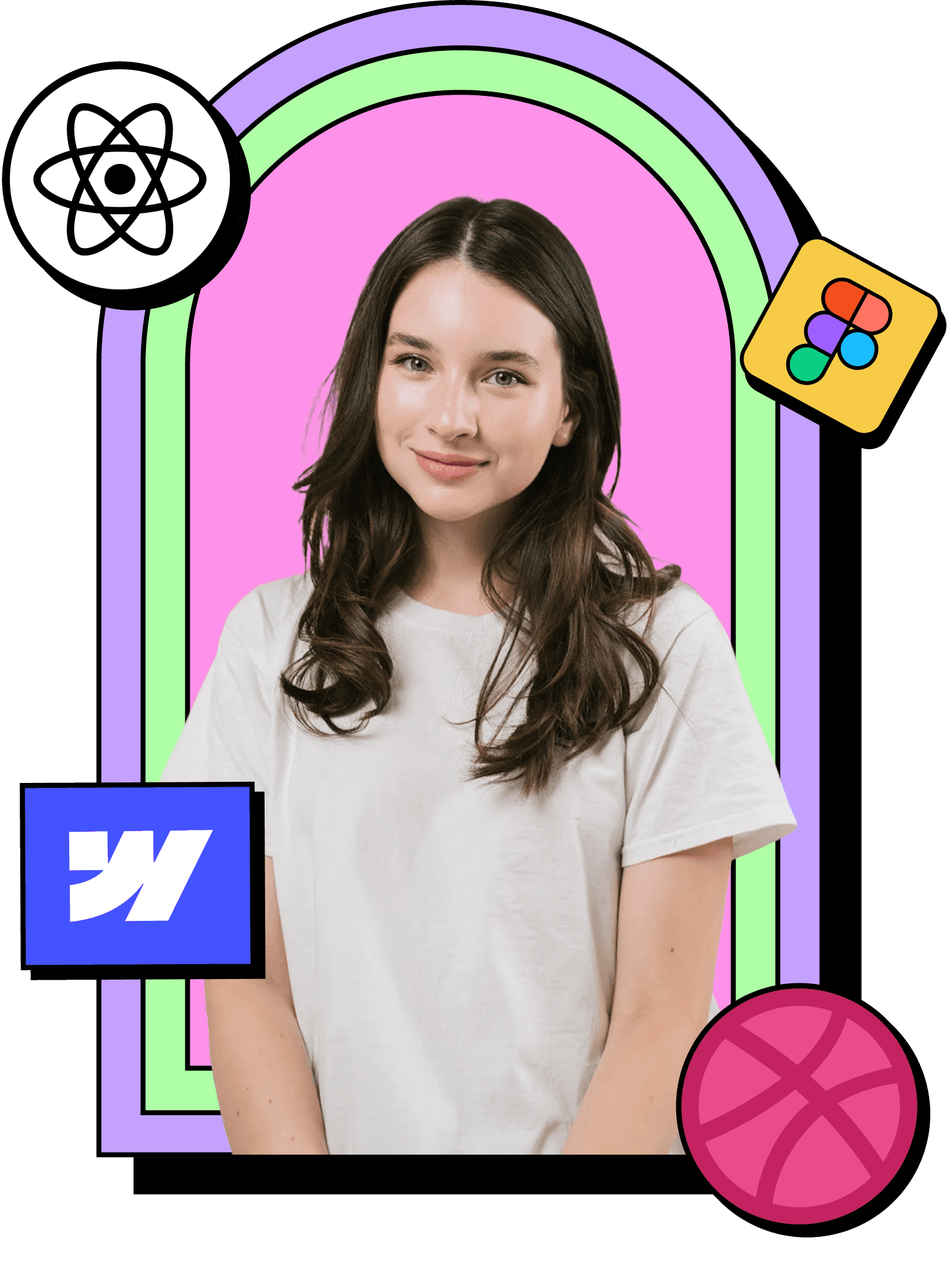 Olivia's professional portrait - UI/UX Designer in a creative workspace with design elements